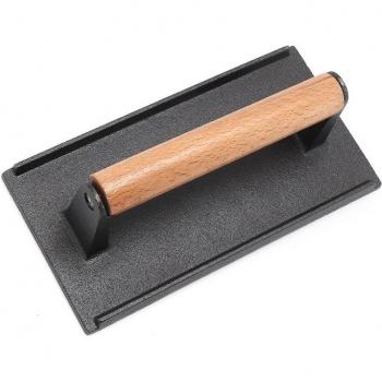 Cast Iron Meat Grill Press with Wooden Handle