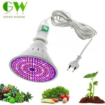 220V Pflanzenwachstumslicht E27 LED-Lampe mit vollem Spektrum und 4M/8M Kabelschalter EU-Stecker für Innenblumen-Sämlinge