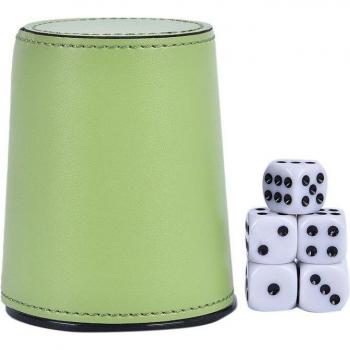 Leather PU Trumpet Dice Cup with 5 Dices for Entertainment