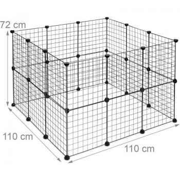 Cage Grille Clapier pour Petits Animaux Noir
