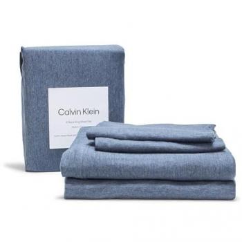 Blue King Calvin Klein Modern Cotton Melange Jersey Sheet Set