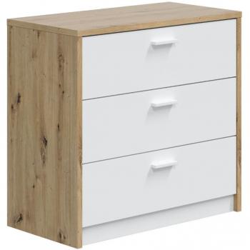 Cómoda CORY Compacta 2‑en‑1 con Escritorio Extensible – Blanco y Roble