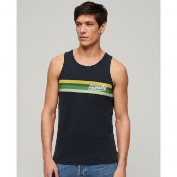 Superdry hombre chaleco sin mangas logo Cali azul