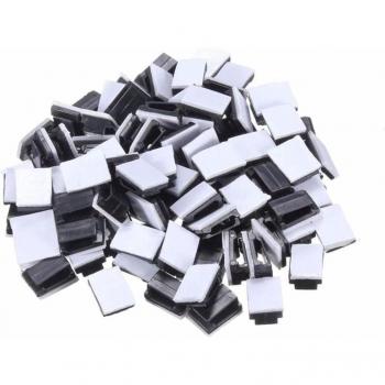 100pcs Black Rectangle Cable Mount Clip with Adhesive