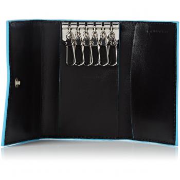 Portachiavi in vera pelle Piquadro B2, nero/turchese