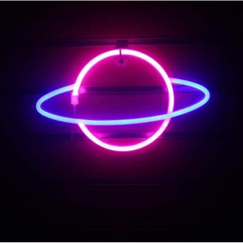 Colorful LED Neon Sign - Planet Night Lamp for Weddings and Christmas