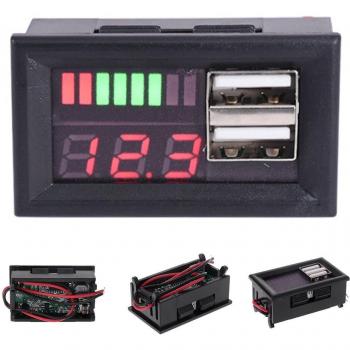 12V Dual USB Motorcycle Battery Voltage Panel