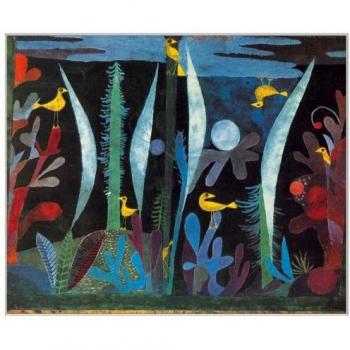 Panel de Arte Moderno Klee, Diseño con Uccelli Gialli, 38x31 cm