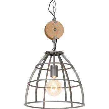 Lámpara colgante WiFi gris oscuro con madera 34 cm - Arthur