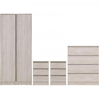 Walker Double Wardrobe Bedroom Furniture Set - Urban Snow