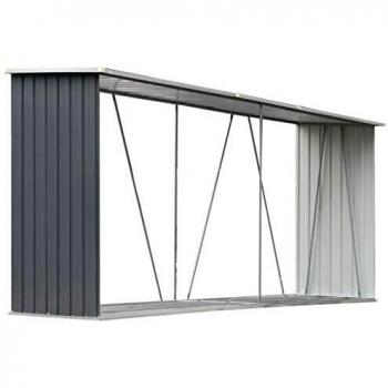 Casetilla para Leña Acero Galvanizado Gris 330x84x152 cm