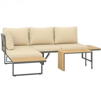 Muebles de Jardín Outsunny con Sofás de 3 Plazas y Mesa Versátil