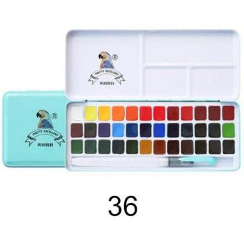 MEILIANG Solid Watercolor Paint 36 Colors Set Metallic Box for Student Artist