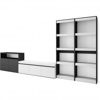 Mueble de Televisión Estilo Moderno Blanco y Negro