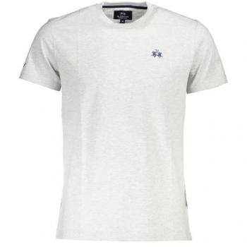 La Martina Gray Embroidered Cotton T-Shirt - XL