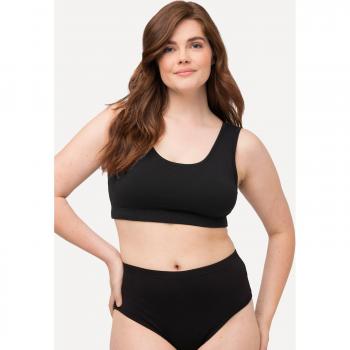 Plus Size Eco-Friendly Cotton Stretch Leisure Bra for Women, Black, Sizes 32/34