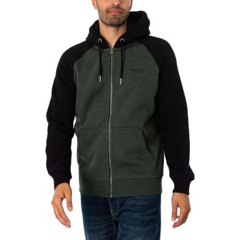 Green & Black Superdry Essential Baseball Zip Hoodie – L (Male)