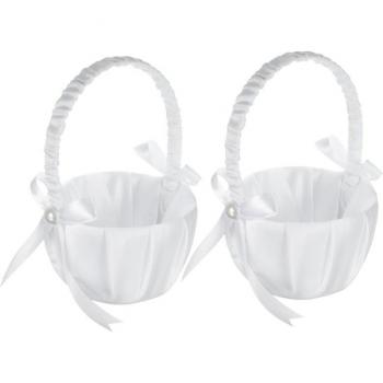 Elegant Satin Flower Girl Baskets - 2 Pack