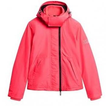 Chaqueta cortavientos con capucha Superdry rosa para mujer