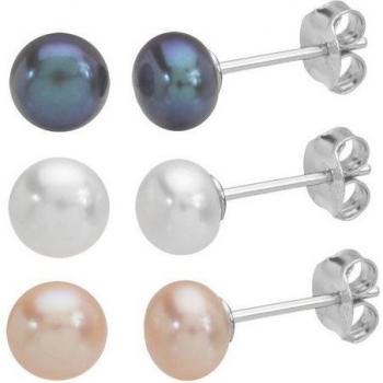 Ohrstecker‑Set FIRETTI „Multipack Perlohrstecker“ (Süßwasserzuchtperlen) – 6‑teilig