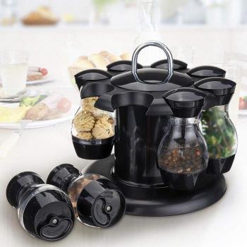 8-Bottle Salt and Pepper Shaker Set with Rotating Holder