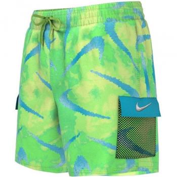 Bañador Nike Swim Volley Cargo Logo 4 Inch verde azul - L