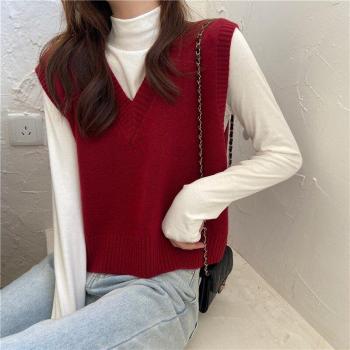Ezgaga Vintage Red Knitted Sleeveless Vest