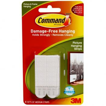 Command Medium Bevestigingsstrips voor Kaders - Wit, 5,4 kg Houdkracht, 4 Stuks