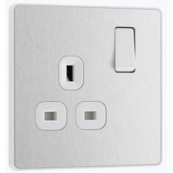 BG Brushed Steel 1 Gang Plug Socket