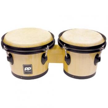 Performance Percussion Two Tone Wood Bongos with Chrome and Black Hardware
