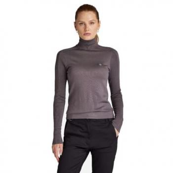 Maglione G-Star Core A Collo Alto Slim in Maglia Grigia Donna M