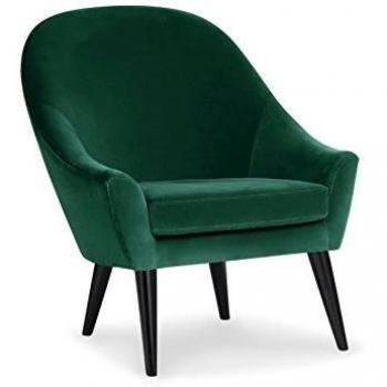 Paris Prix - Fauteuil scandinave en velours ULLA 88 cm, vert