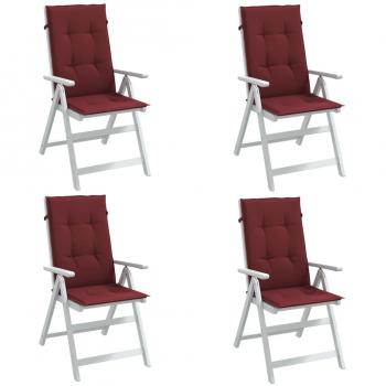 Cuscini Sedia Schiena Alta 4 Rosso Vino Mélange 120x50x4 cm vidaXL167821