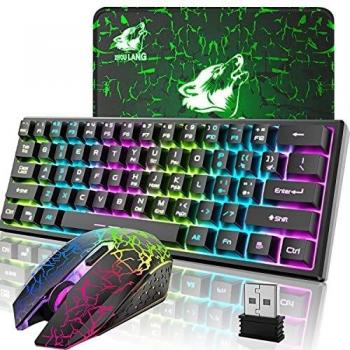 Wireless Gaming Keyboard&Mouse Combo Set 2.4GHz Rechargeable 3800mAh,61 keys