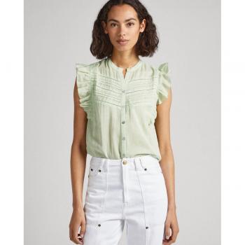Camisa de Mujer Pepe Jeans - Manga Mariposa, Color Verde, Detalles Calados