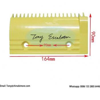 Yellow Plastic Escalator Comb Plate 164mm x 90mm with 90mm Hole Space and 19 Right Teeth