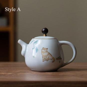 LUWU 280ml Cute Cat Ceramic Tea Pot