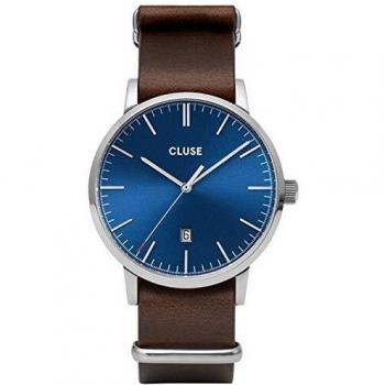 Cluse Women's Analog Quartz Watch with Leather Strap CW0101501008 (40mm) - Brown/Blue