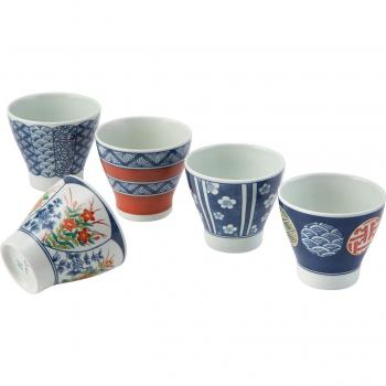 Saikaitoki Pottery Theekoppencombinatie 5x – Japanse Hasami Ware