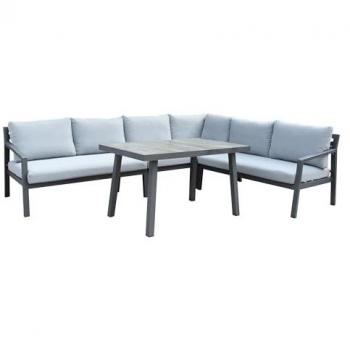 Salotto Angolare in Alluminio Antracite con Tavolino di Design per Esterno 120x66x70 cm