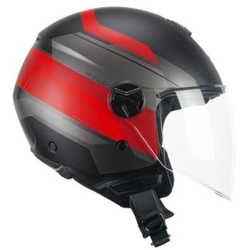 CGM 167K Jet City Nero‑Rosso Opaco Visiera Lunga S