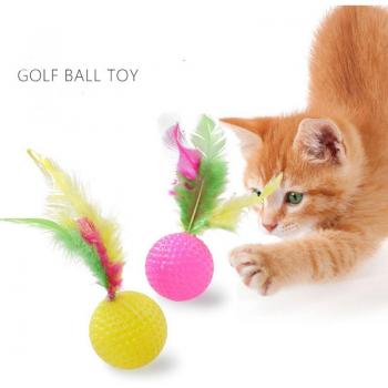 Feathered Cat Ball Toy - Random Colors