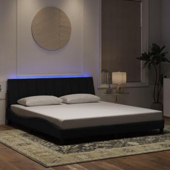 Lit double noir avec lumières LED 180x200 cm
