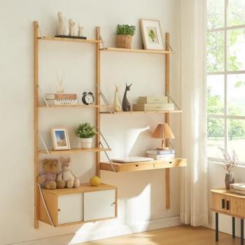 Scaffale da Parete Tingvoll in Bamb 176 x 147 x 34 cm - Naturale
