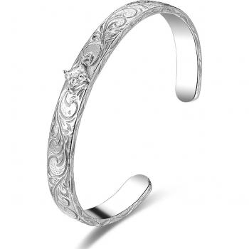 Hawaiian Zirc Bangle with 316L Stainless Core – 24K PVD Gold/ Silver