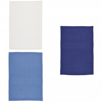 KitchenCraft Super-Absorbent 100% Cotton Waffle-Weave Tea Towels, 70 x 47 cm - 'Blues'