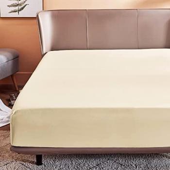 Lenzuola Bedsure Sotto Angoli 160x200 Beige Microfibra Sintetica