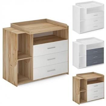 Infantastic® Table à Langer - 3 Tiroirs, 3 Compartiments Ouverts, Haute Qualité, Pratique