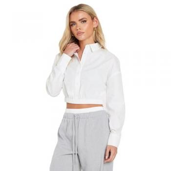 PixieGirl Petite PixieGirl Petite White Elastic Waist Shirt