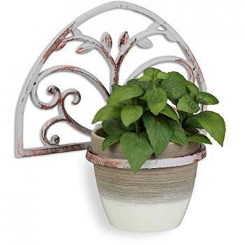 Set of 3 Vintage Style Wall Plant Pot Holders, Cast Iron, White, Ø 14.5 cm